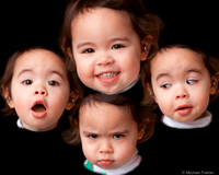Happy face, Surprised face, Angry face, Snooty face