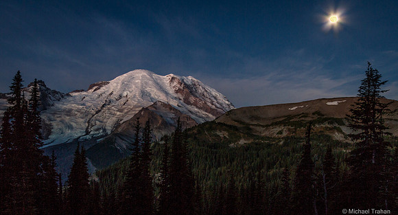 Full moon over Mount Rainier